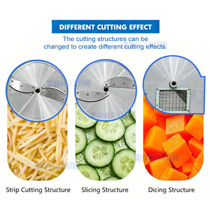 ZONESUN  ZS-VCM901 Commercial Food Grade Vegetable Cutting Machine - Multifunctional Automatic Slicing & Dicing Equipment