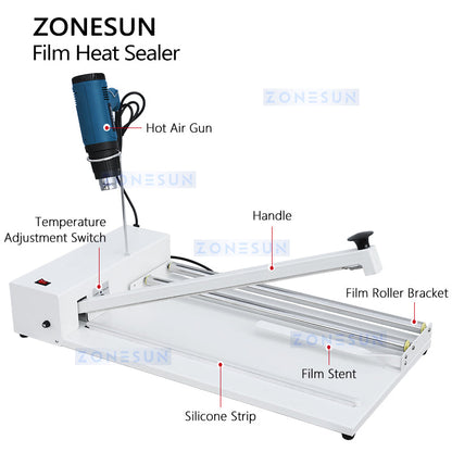 ZONESUN ZS-MSCS3 Manual Shrink Wrap Machine with Hot Cutting System for PVC/PE/POF Film Wrapper