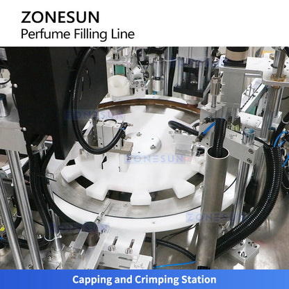 ZONESUN ZS-AFC9B Automatic Perfume Filling Capping Crimping Production Line