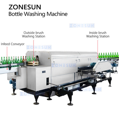 ZONESUN ZS-WB15 Automatic Glass Bottle Washing Machine  Beer Jar Cleaning Machinery