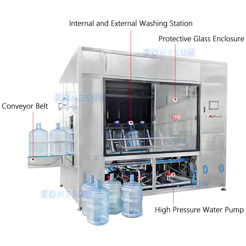 ZONESUN ZS‑WB5G Automatic 5-Gallon Mineral Barrel Washing Machine Bottle Cleaning Equipment