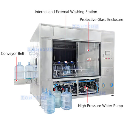 ZONESUN ZS‑WB5G Automatic 5-Gallon Mineral Barrel Washing Machine Bottle Cleaning Equipment