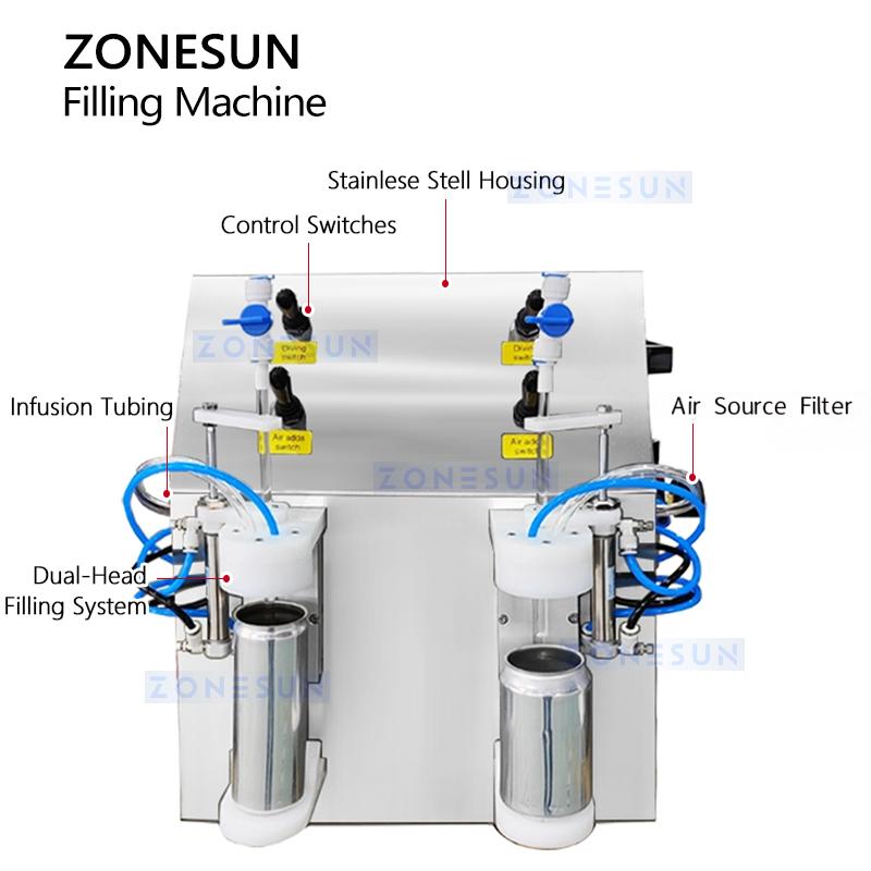 ZONESUN ZS-CF2A Vacuum Beer Filling Machine for Carbonated Drinks & Craft Breweries