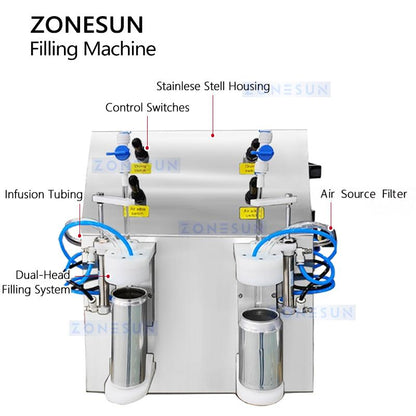 ZONESUN ZS-CF2A Vacuum Beer Filling Machine for Carbonated Drinks & Craft Breweries