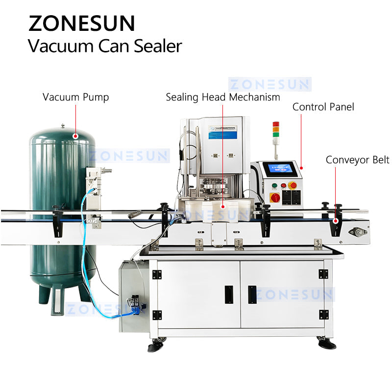 ZONESUN ZS-AFK200 Automatic Vacuum Metal Can Sealing Machine Can Seaming Machine
