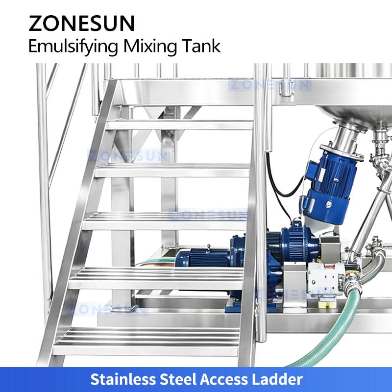 ZONESUN ZS-EM2 300L Stainless Steel Emulsifying Mixing Tank with Platform | High-Speed Homogenizer & Rotor Pump