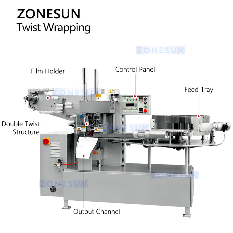 ZONESUN ZS-TCW2 Automatic Twist Lollipop Wrapping Machine Ball Lollipop Packager