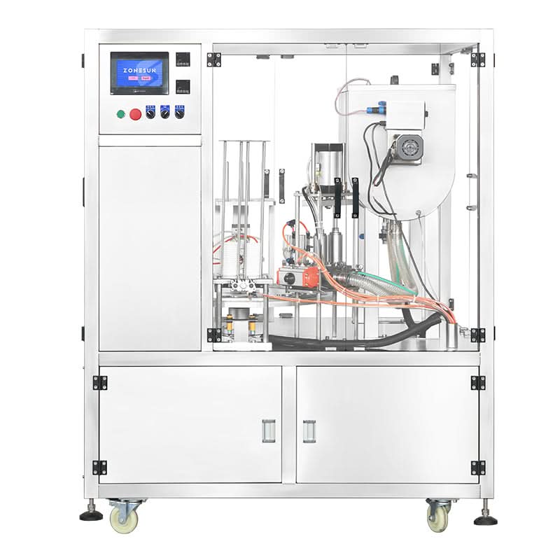 ZONESUN ZS-AFS07 Automatic Rotary Cup Filling and Sealing Machine for Yogurt, Paste & Liquids