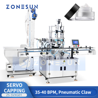 ZONESUN ZS-SVXG01 Automatic Double-Head Servo Screw Capping Machine for Sauce Jars & Bottles