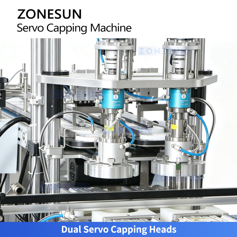 ZONESUN ZS-SVXG01 Automatic Double-Head Servo Screw Capping Machine for Sauce Jars & Bottles