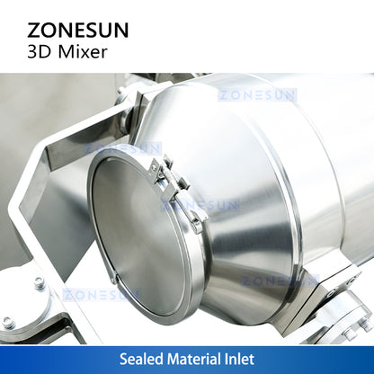 ZONESUN ZS-SBH10 3D-Trockenpulver- und Granulatmischmaschine für Lebensmittel und chemische Anwendungen