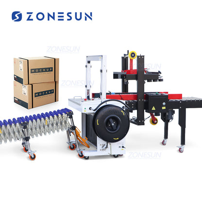 ZONESUN ZS-FK5050C Automatic Carton Strapping Machine with Conveyor