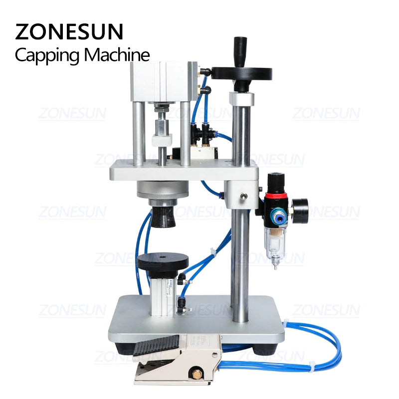 ZONESUN Pneumatic Perfume Vial Aluminum Plastic Capping Machine 13/15/18/20mm