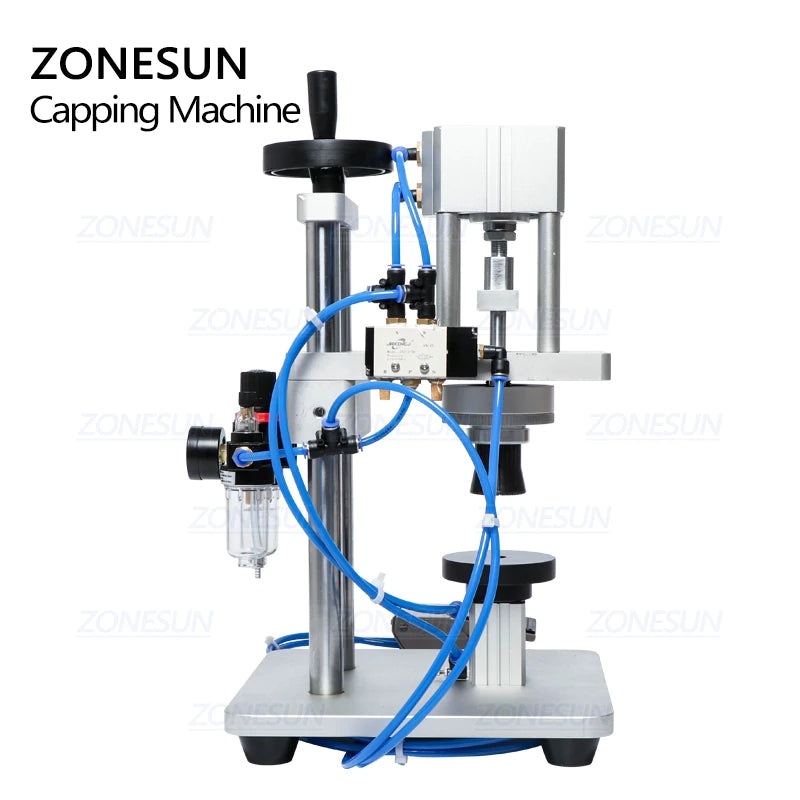 ZONESUN Pneumatic Perfume Vial Aluminum Plastic Capping Machine 13/15/18/20mm