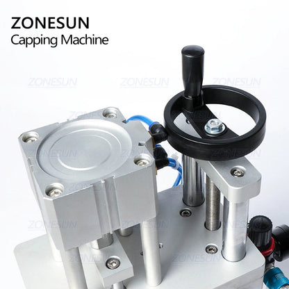ZONESUN Pneumatic Perfume Vial Aluminum Plastic Capping Machine 13/15/18/20mm