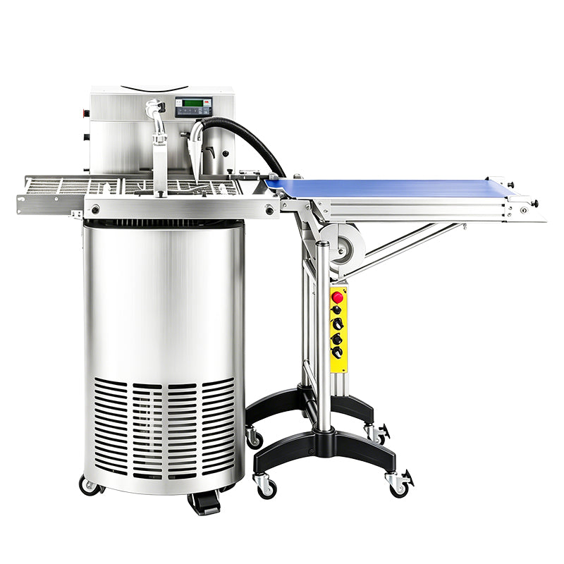 ZONESUN ZS-CG30 25L Automatic Chocolate Tempering & Enrobing Machine - Coating Equipment for Bakery, Confectionery & Cookies