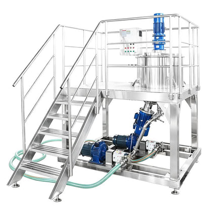 ZONESUN ZS-EM2 300L Stainless Steel Emulsifying Mixing Tank with Platform | High-Speed Homogenizer & Rotor Pump