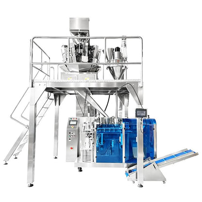 ZONESUN ZS-GW260D Automatic Premade Pouch Packing Machine with 10-Head Multihead Weigher for Snacks, Pet Food & Granules