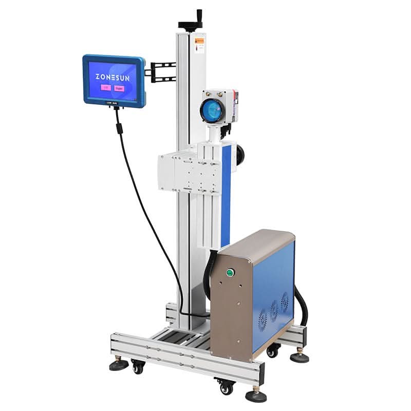ZONESUN ZS-LM03 20W Fiber Laser Marking Machine for Metal, Date & QR Code Coder for Packaging Line