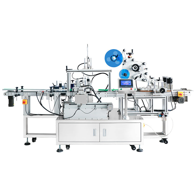 ZONESUN ZS-TB822X Automatic Square Bottle Body & Caps Labeling Machine Top & Wrap-Around Labeling Applicator