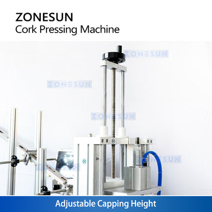 ZONESUN ZS-XG16D1 Automatic Corking Machine, Wine Bottle Cork Pressing System with Elevator Feeder for T-Corks & Straight Wood Corks