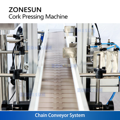 ZONESUN ZS-XG16D1 Automatic Corking Machine, Wine Bottle Cork Pressing System with Elevator Feeder for T-Corks & Straight Wood Corks