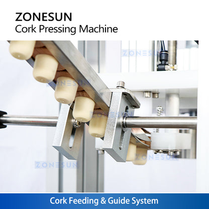 ZONESUN ZS-XG16D1 Automatic Corking Machine, Wine Bottle Cork Pressing System with Elevator Feeder for T-Corks & Straight Wood Corks