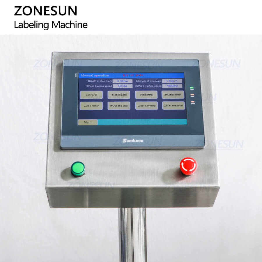 ZONESUN ZS-TB822Y Automatic Front Side & Bottom Side Labeling Machine For Luncheon Meat Round Metal Cans Coemstic Bottle Canned