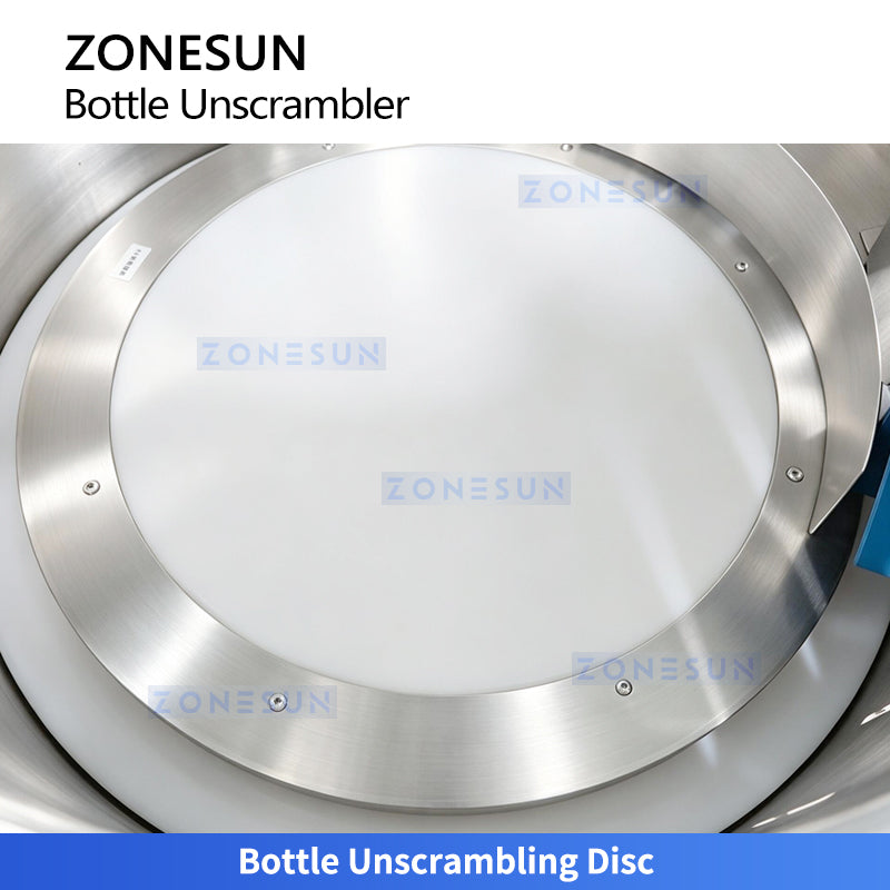 ZONESUN ZS-LP250 Automatic Plastic Bottle Unscrambler Machine, Rotary Feeding & Sorting Turntable for Square & Round Bottles