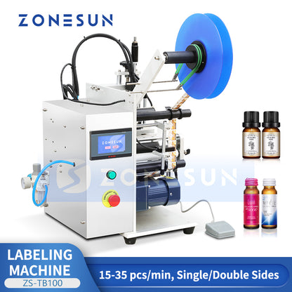 ZONESUN ZS-TB100 Semi-Auto Round Bottle Single Double Sides Labeler