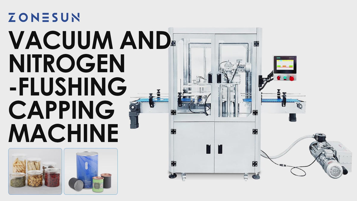 ZONESUN ZS-AFK500 Automatic Can Vacuum & Nitrogen Flushing Capping Machine for Food & Milk Powder Canning
