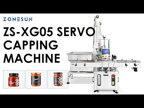 ZONESUN ZS-XG05 Automatic Servo Capping Machine with Cap Elevator for Bottles & Jars
