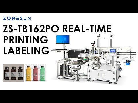 ZONESUN ZS-TB162PO Real-Time Printing Wrap-Around Square Bottle Labeling Machine