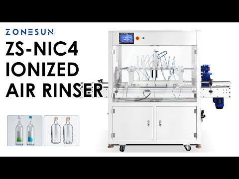 ZONESUN ZS-NIC4 Ionized Air Bottle Rinser Machine 8 Nozzle Cleaner for PET, Glass, PP & HDPE Bottles