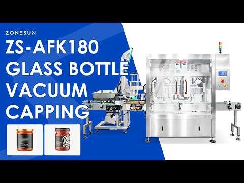 ZONESUN ZS-AFK180 Automatic Double Head Tracking Vacuum Capping Machine for Glass Jars with Metal Lug Caps