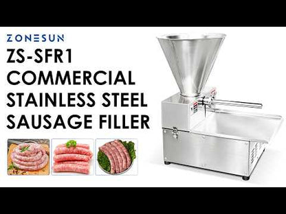 ZONESUN ZS-SFR1 Commercial Electric Sausage Stuffer Machine 200kg/h - Stainless Steel Meat Filler with Foot Pedal