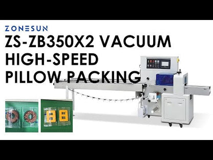 ZONESUN ZS-ZB350X2 Automatic Pillow Vacuum Packing Machine Horizontal Wrapper