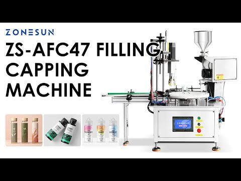 ZONESUN ZS-AFC47 Liquid Filling Capping Monoblock Machine Tabletop Peristaltic Pump Filling for Nail Polish Serum Essential Oils Eye Drops Small Volume Packaging