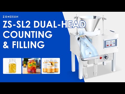 ZONESUN ZS-SL2 Automatic Capsule & Pill Counting Machine, Dual-Head Bottle Counter Filler for Softgels, Gummies, Candies