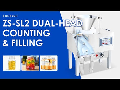 ZONESUN ZS-SL2 Automatic Capsule & Pill Counting Machine, Dual-Head Bottle Counter Filler for Softgels, Gummies, Candies