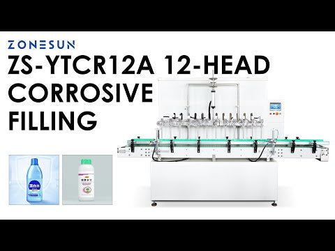 ZONESUN ZS-YTCR12A Automatic Corrosive Liquid Filling Machine Chemicals Gravity Filler