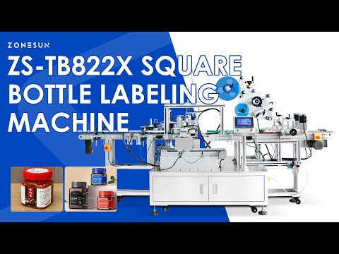 ZONESUN ZS-TB822X Automatic Square Bottle Body & Caps Labeling Machine Top & Wrap-Around Labeling Applicator