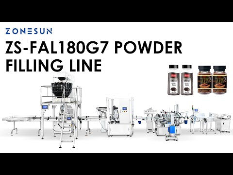 ZONESUN ZS-FAL180G7 Powder Bottle Filling and Labeling Line for Coffee & Spices