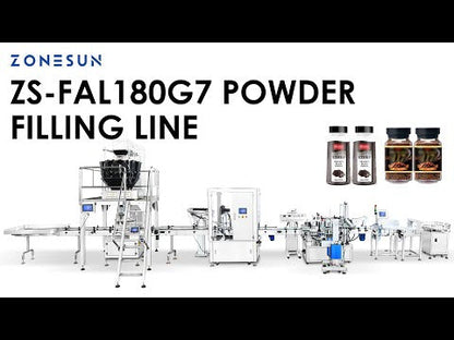 ZONESUN ZS-FAL180G7 Powder Bottle Filling and Labeling Line for Coffee & Spices