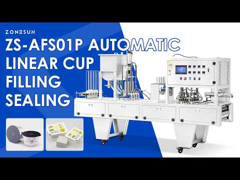 ZONESUN ZS-AFS01P Automatic Linear 4-Head Cup Filling and Sealing Machine for Yogurt Pudding Jam