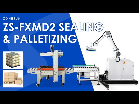 ZONESUN ZS-FXMD2 Automated Carton Sealing & Robotic Palletizing Line