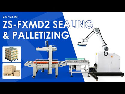 ZONESUN ZS-FXMD2 Automated Carton Sealing & Robotic Palletizing Line