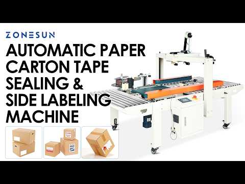 ZONESUN ZS-FKC4650S Automatic Carton Sealing and Side Labeling Machine for End-of-Line Packaging