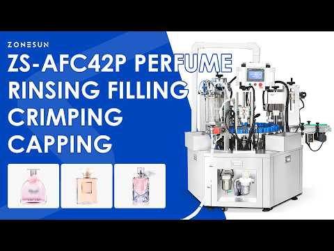 ZONESUN ZS-AFC42P Automatic Rotary Perfume Filling Machine Monoblock Negative Ion Rinsing & Vacuum Crimping