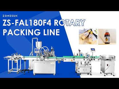 ZONESUN ZS-FAL180F4 Rotary Syrup Thick Paste Sauce Filling & Labeling Production Line